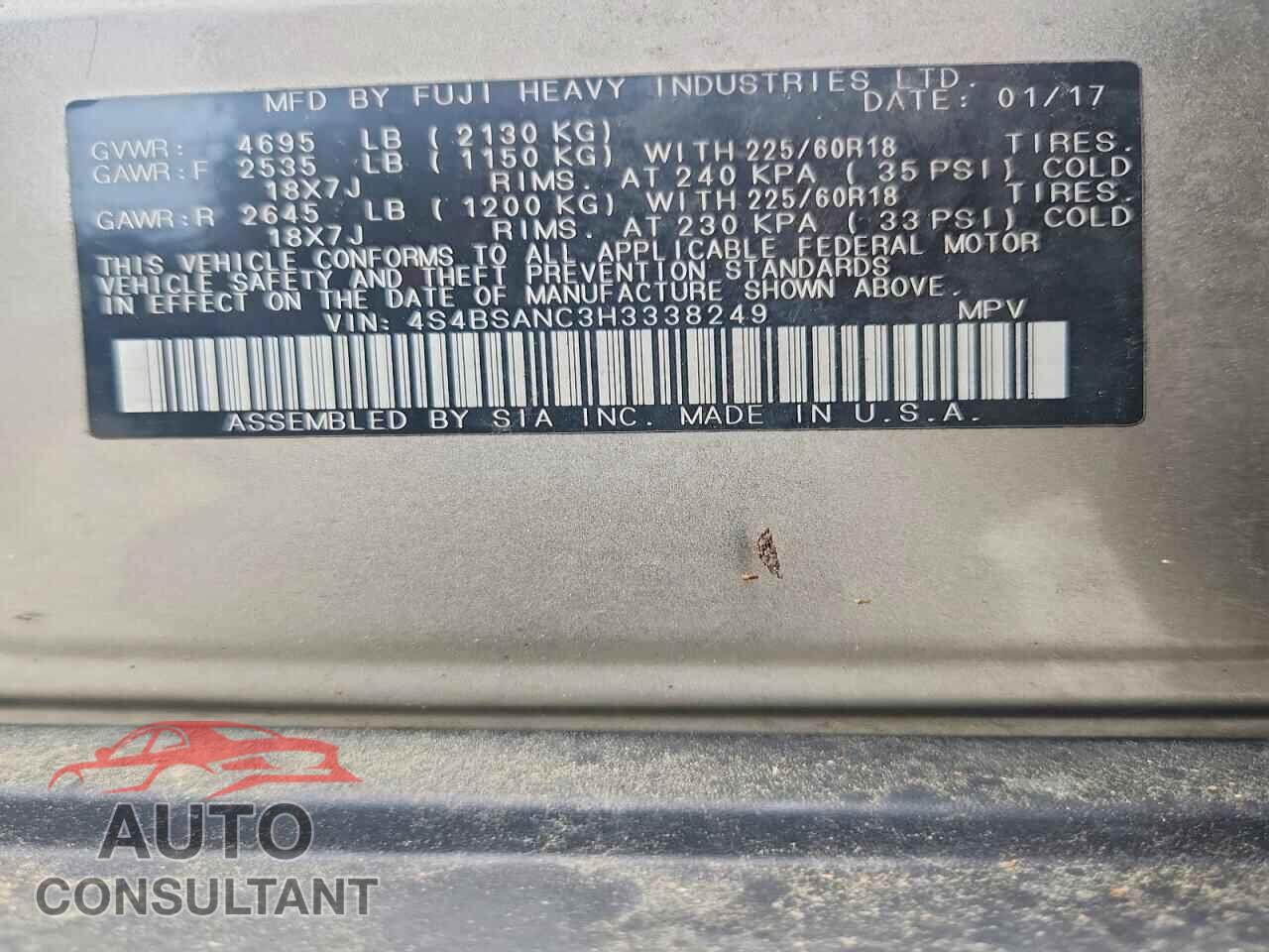 SUBARU OUTBACK 2017 - 4S4BSANC3H3338249