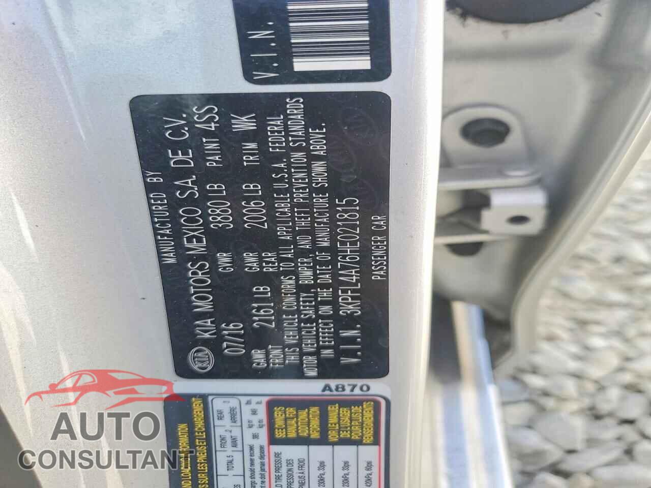 KIA FORTE 2017 - 3KPFL4A76HE021815