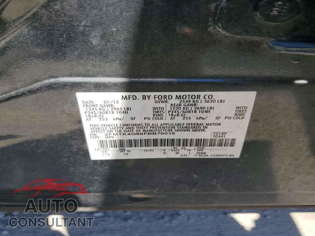 FORD EDGE 2015 - 2FMTK4G86FBB76015