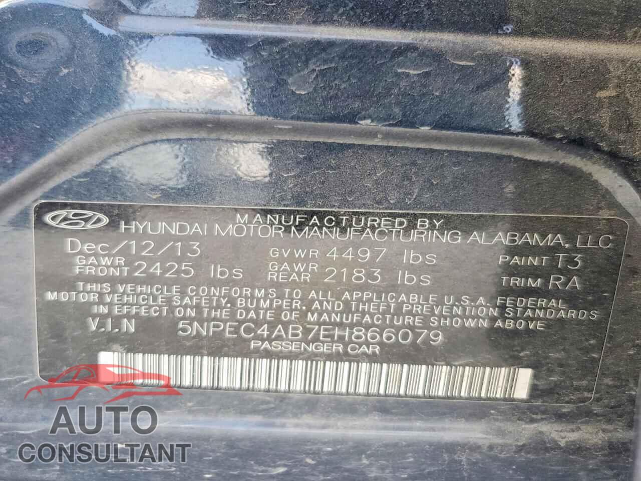 HYUNDAI SONATA 2014 - 5NPEC4AB7EH866079