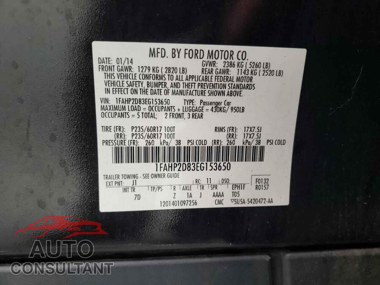 FORD TAURUS 2014 - 1FAHP2D83EG153650