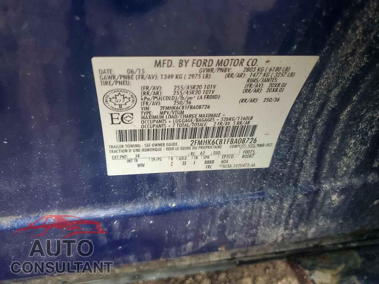 FORD FLEX 2015 - 2FMHK6C81FBA08726