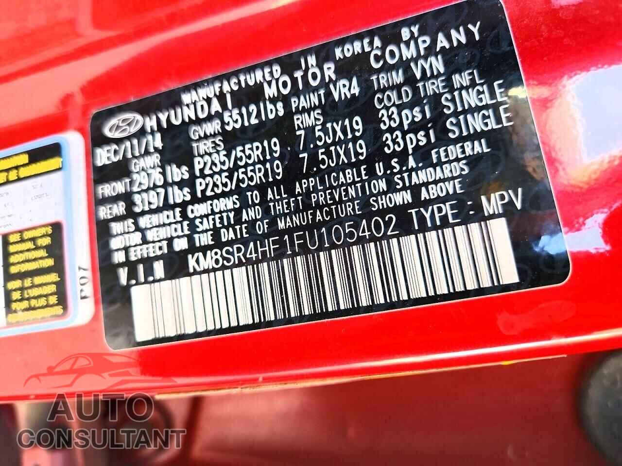 HYUNDAI SANTA FE 2015 - KM8SR4HF1FU105402