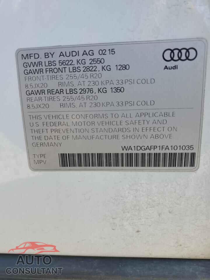 AUDI Q5 2015 - WA1DGAFP1FA101035