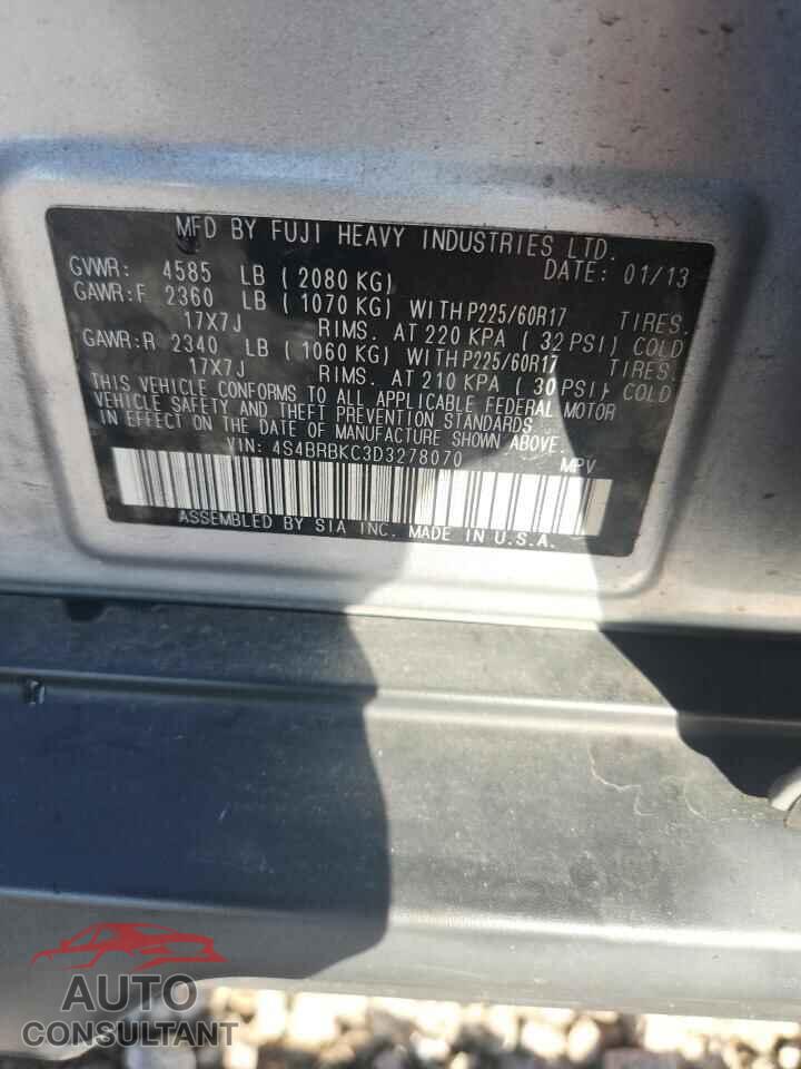 SUBARU OUTBACK 2013 - 4S4BRBKC3D3278070
