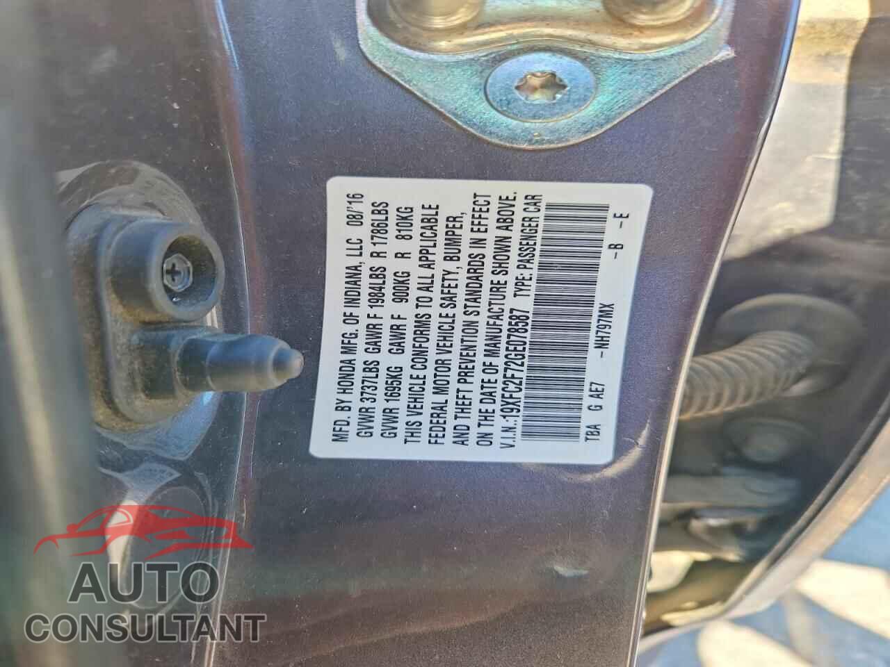 HONDA CIVIC 2016 - 19XFC2F72GE078587