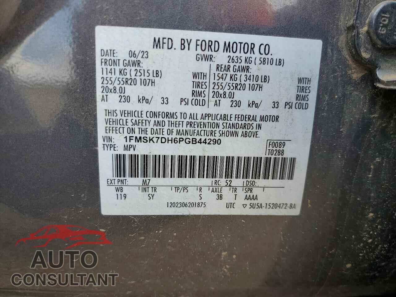 FORD EXPLORER 2023 - 1FMSK7DH6PGB44290