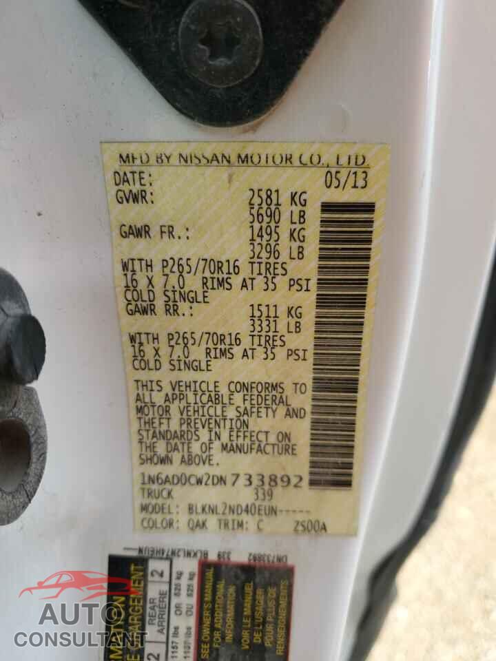NISSAN FRONTIER 2013 - 1N6AD0CW2DN733892