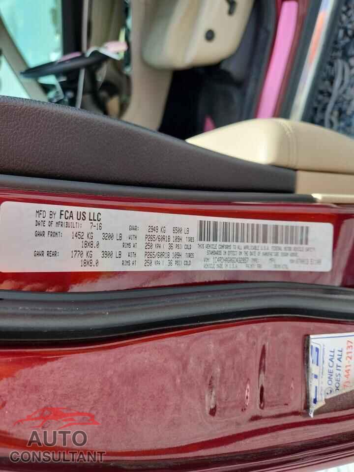 DODGE DURANGO 2016 - 1C4RDHAG0GC432957