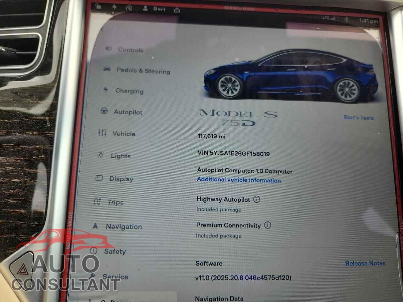 TESLA MODEL S 2016 - 5YJSA1E26GF158019