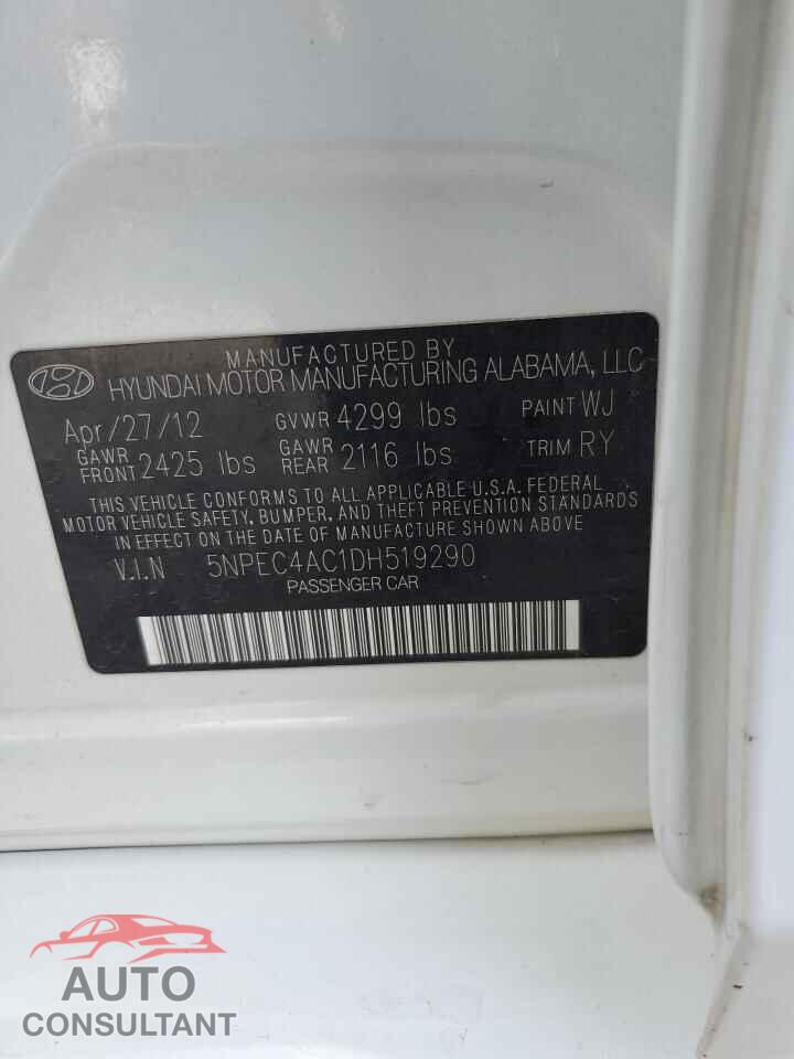HYUNDAI SONATA 2013 - 5NPEC4AC1DH519290