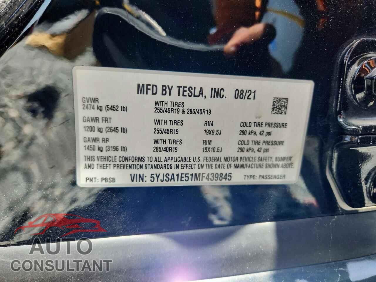 TESLA MODEL S 2021 - 5YJSA1E51MF439845