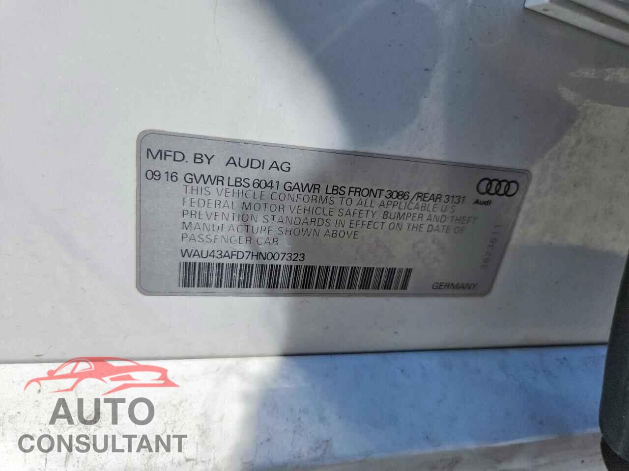 AUDI A8 2017 - WAU43AFD7HN007323