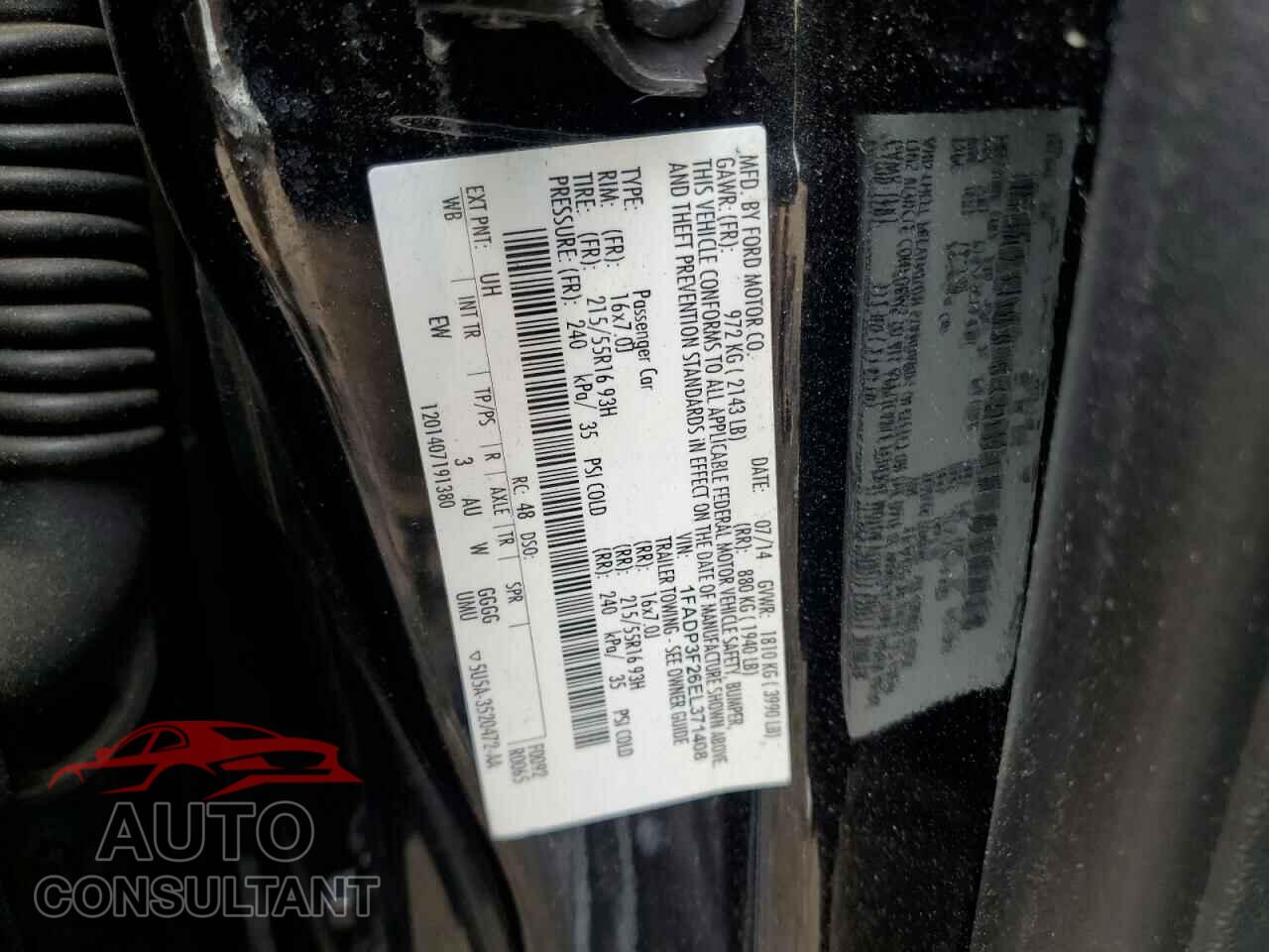 FORD FOCUS 2014 - 1FADP3F26EL371408