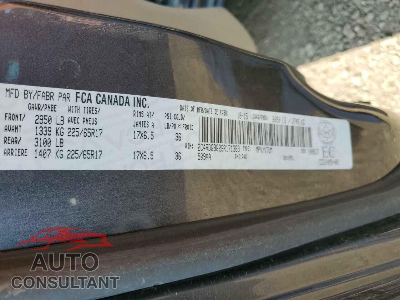 DODGE CARAVAN 2016 - 2C4RDGBG2GR171363