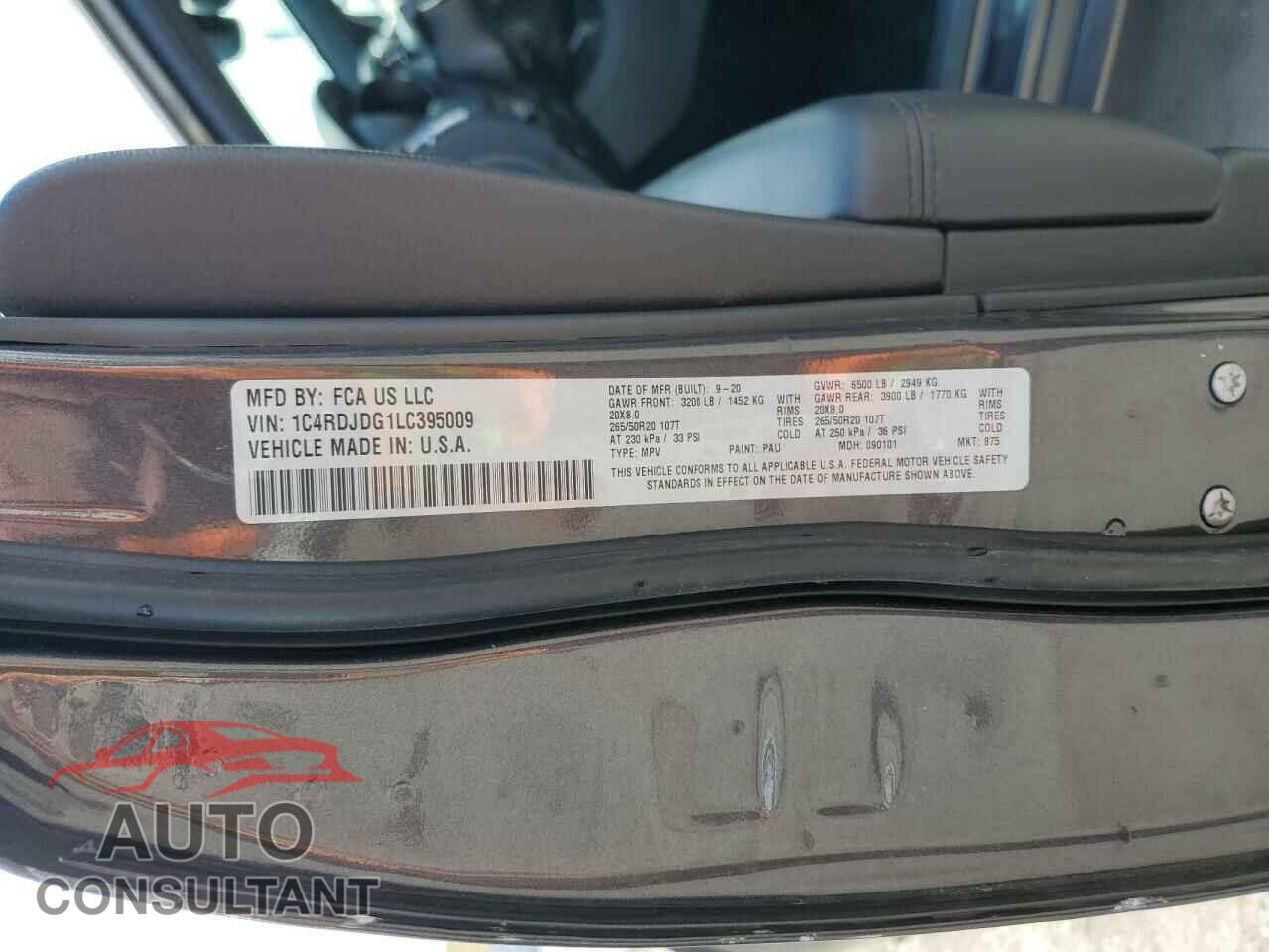 DODGE DURANGO 2020 - 1C4RDJDG1LC395009
