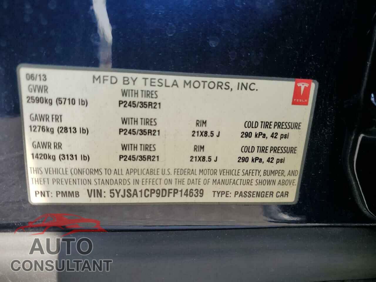 TESLA MODEL S 2013 - 5YJSA1CP9DFP14639