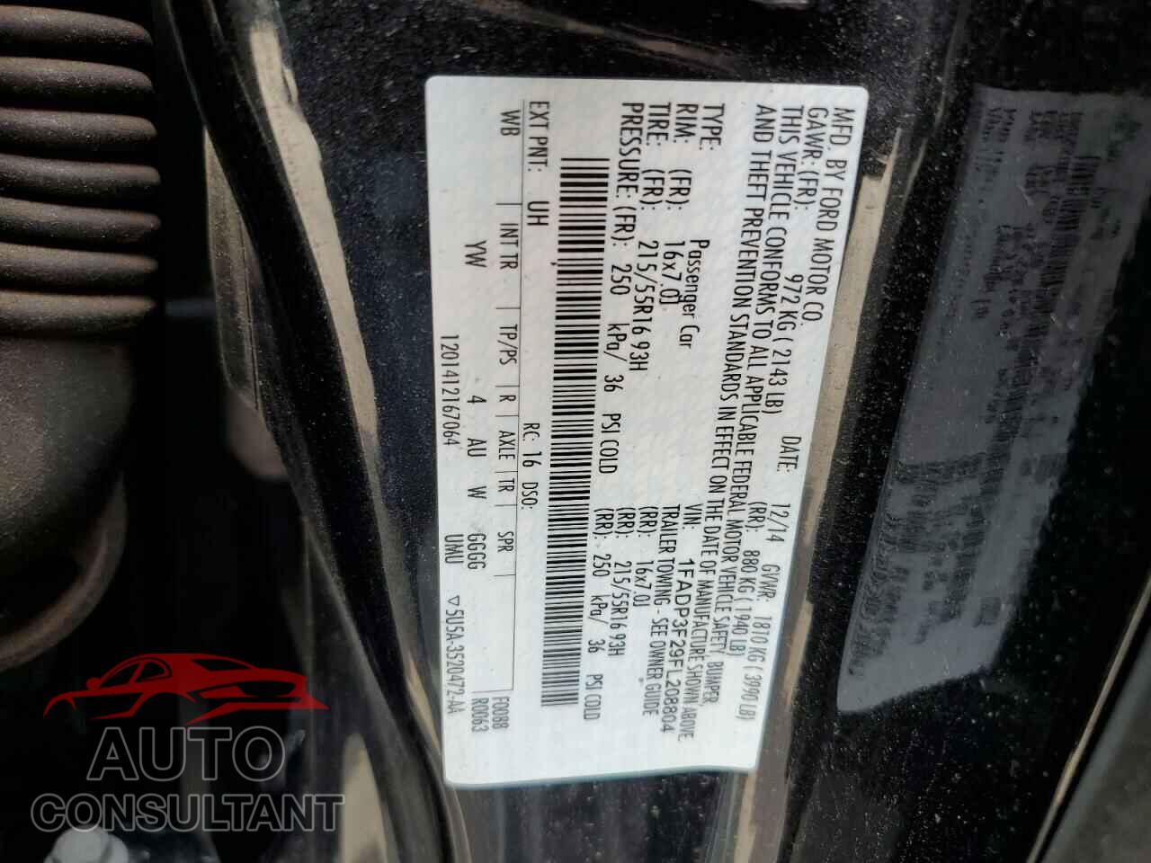 FORD FOCUS 2015 - 1FADP3F29FL208804