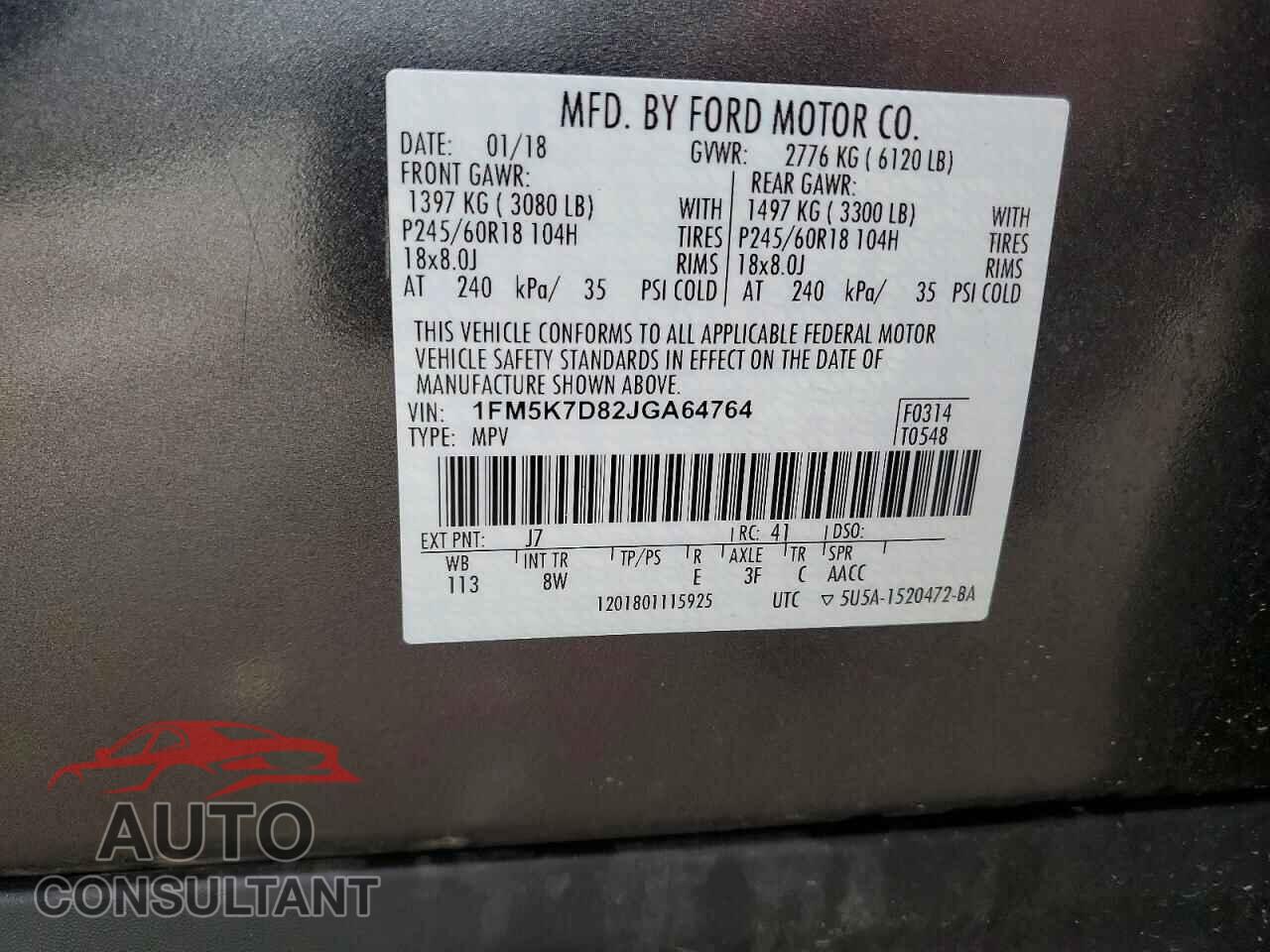 FORD EXPLORER 2018 - 1FM5K7D82JGA64764