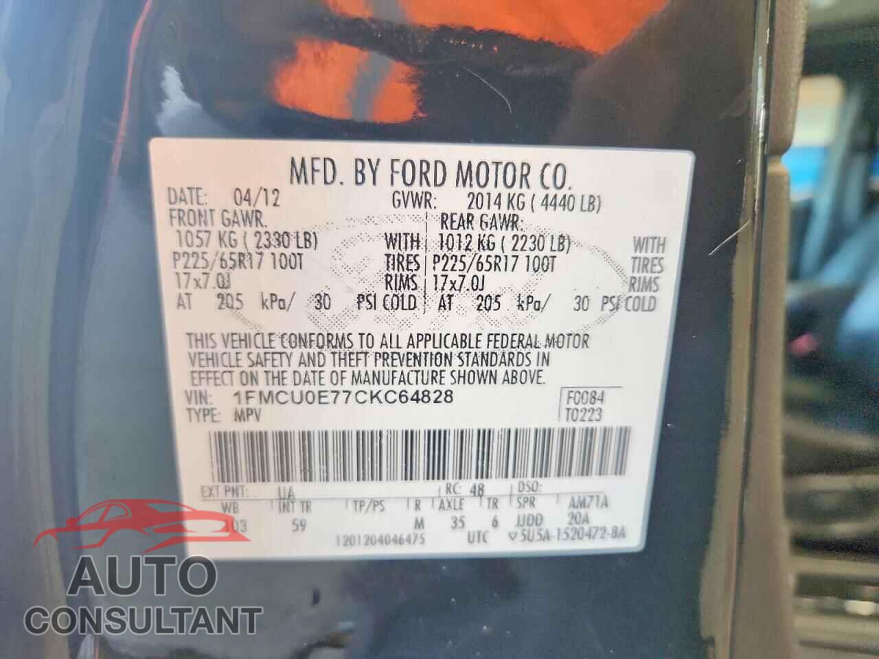 FORD ESCAPE 2012 - 1FMCU0E77CKC64828