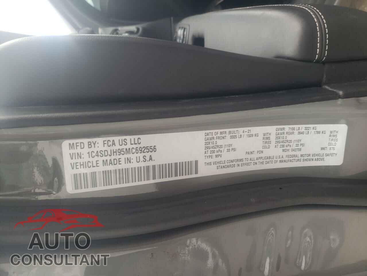 DODGE DURANGO 2021 - 1C4SDJH95MC692556
