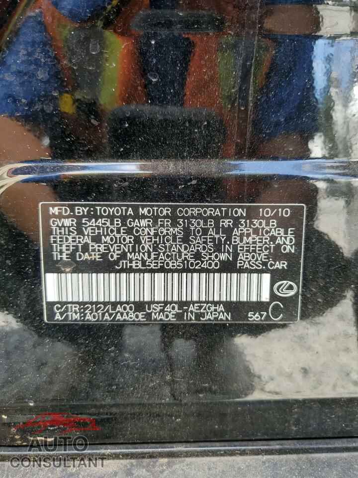LEXUS LS460 2011 - JTHBL5EF0B5102400