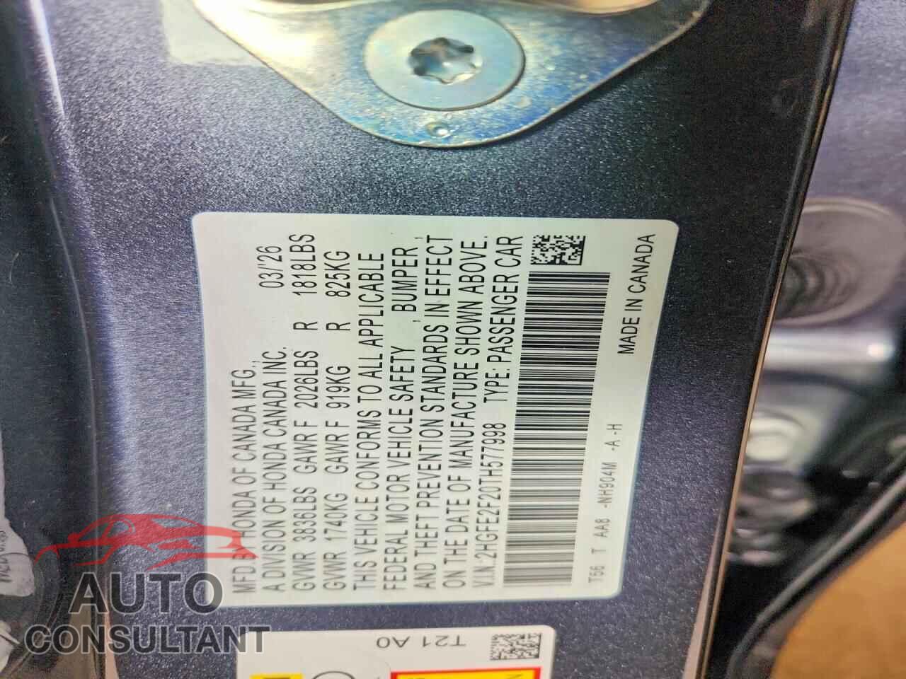 HONDA CIVIC 2026 - 2HGFE2F20TH577998