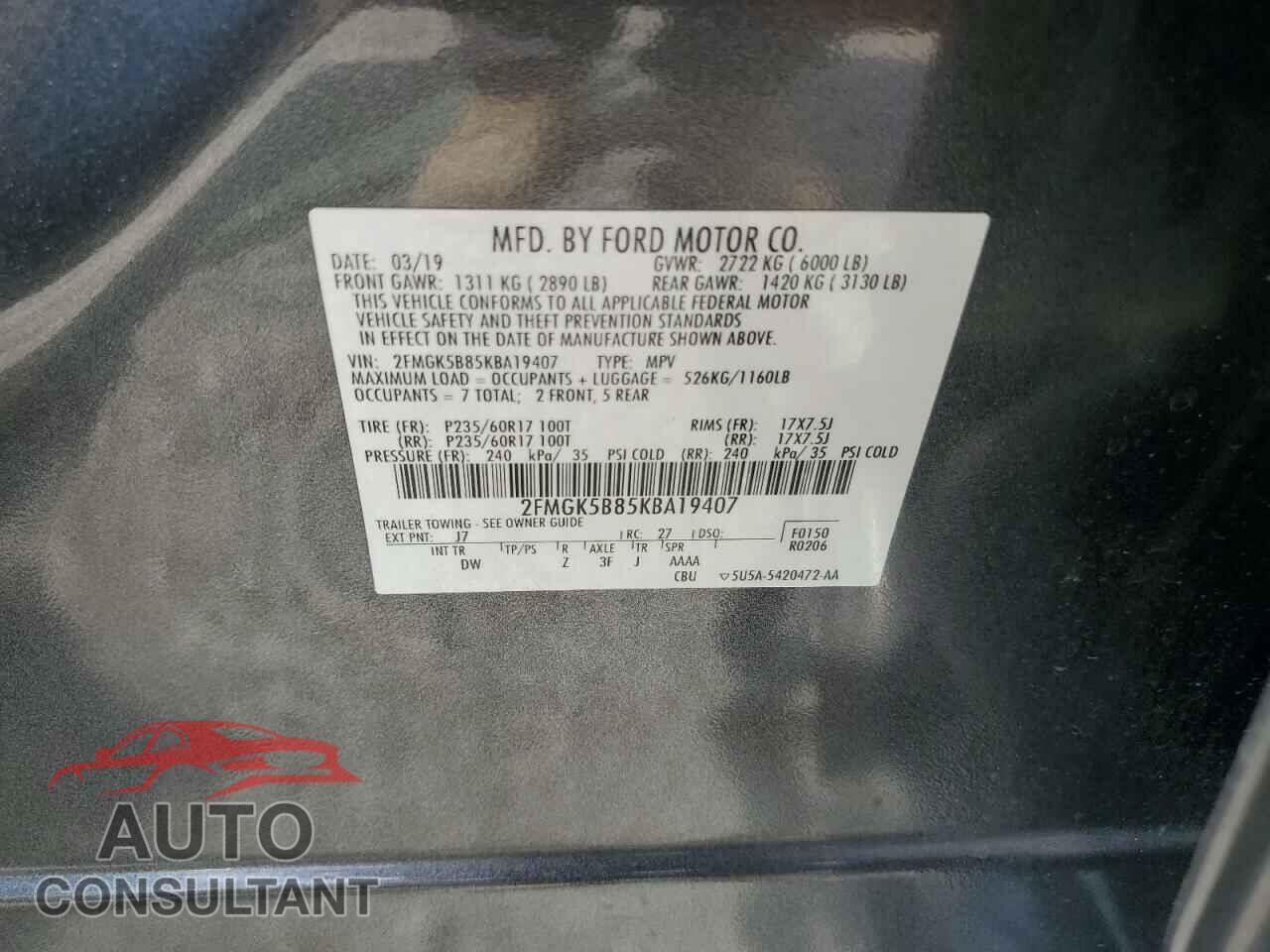 FORD FLEX 2019 - 2FMGK5B85KBA19407