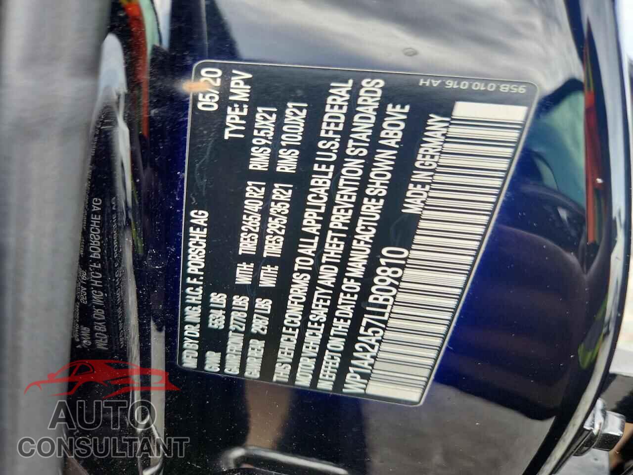 PORSCHE MACAN 2020 - WP1AA2A57LLB09810