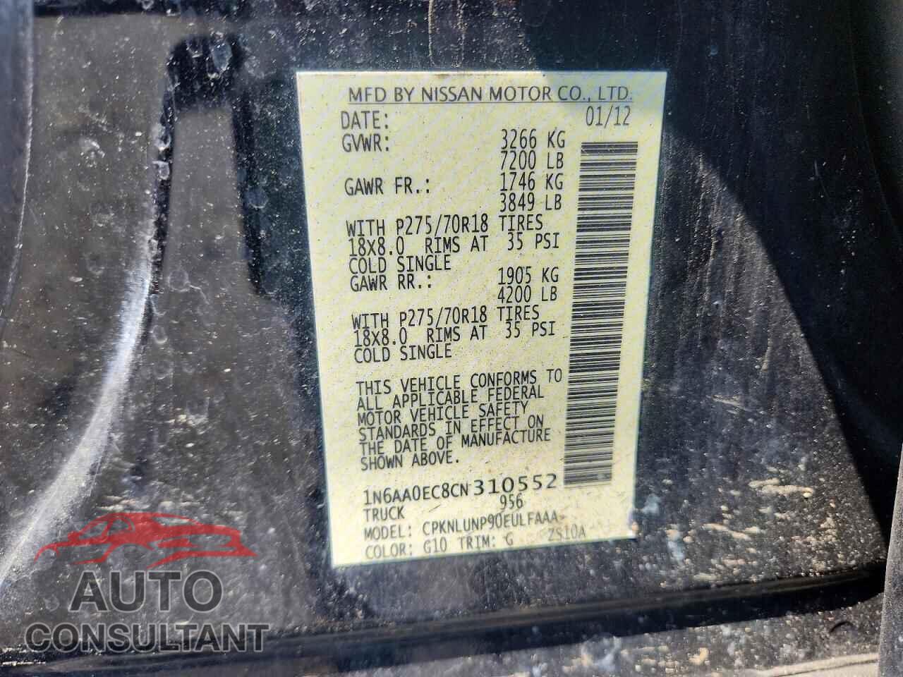 NISSAN TITAN 2012 - 1N6AA0EC8CN310552