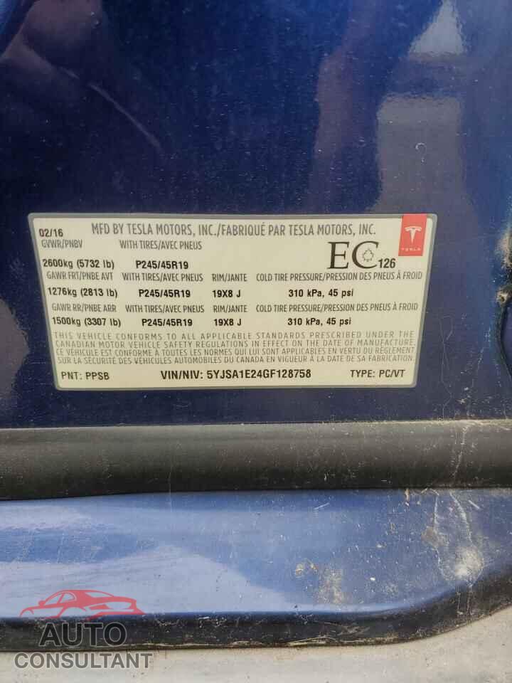 TESLA MODEL S 2016 - 5YJSA1E24GF128758