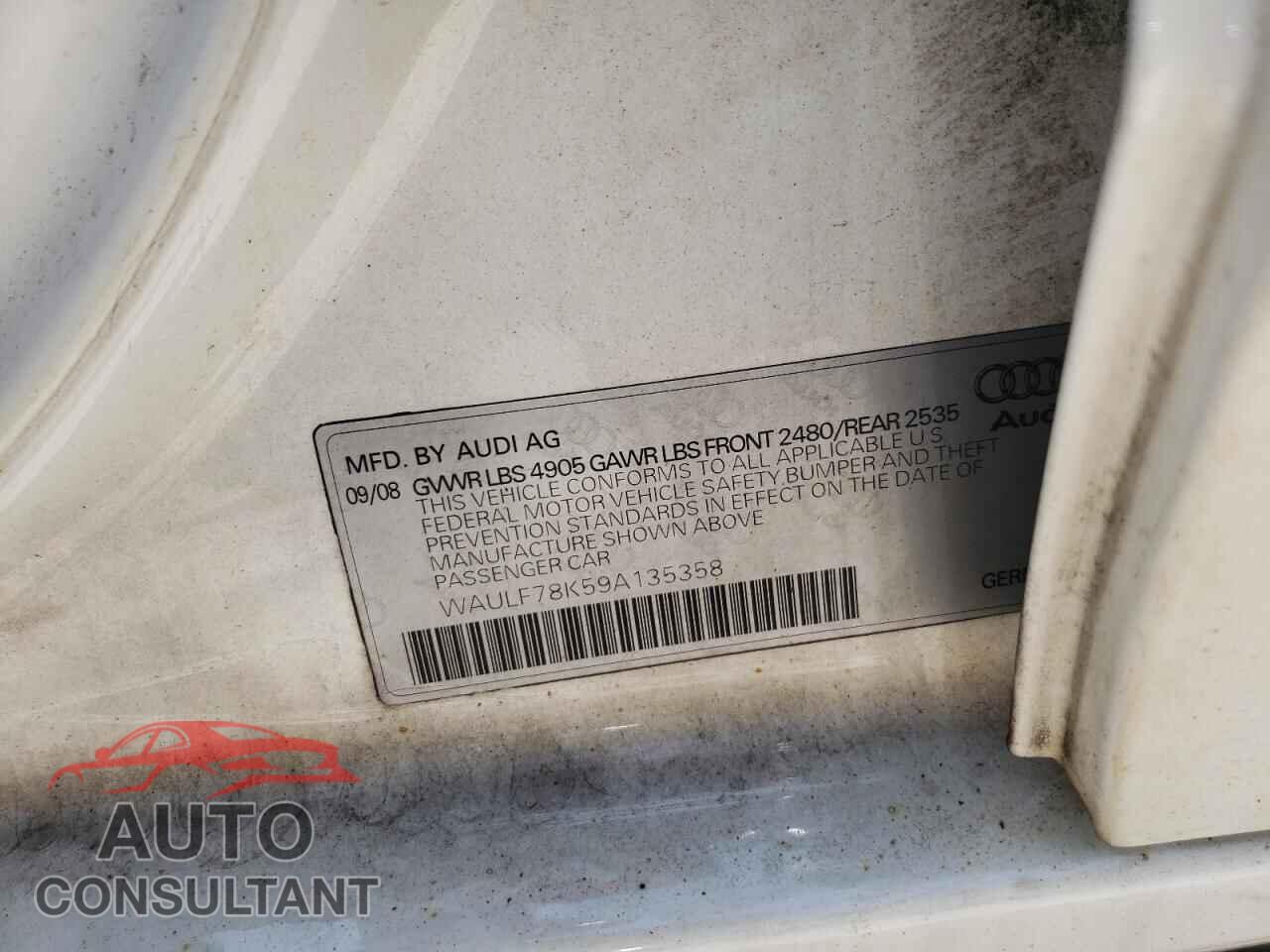 AUDI A4 2009 - WAULF78K59A135358