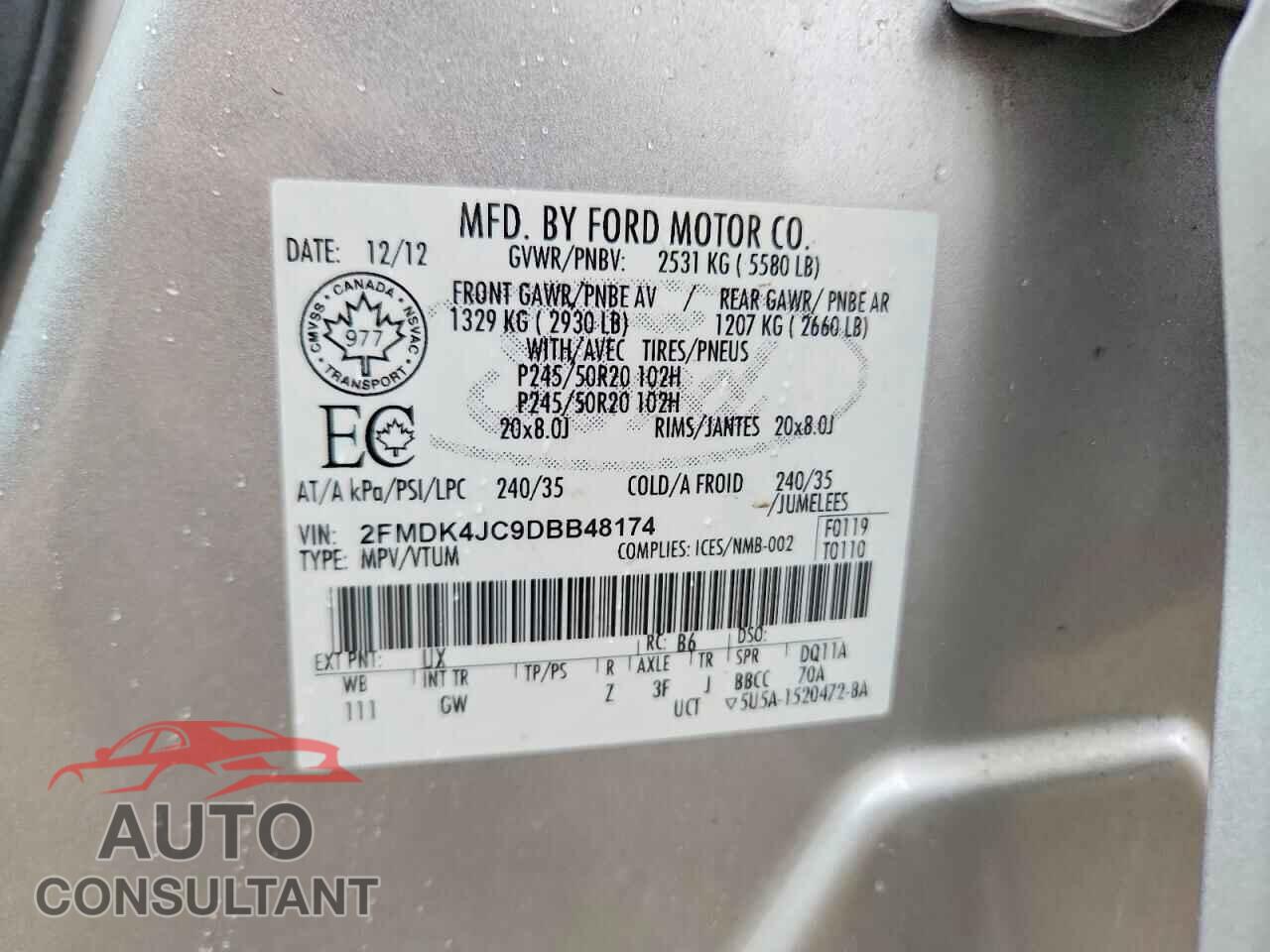 FORD EDGE 2013 - 2FMDK4JC9DBB48174