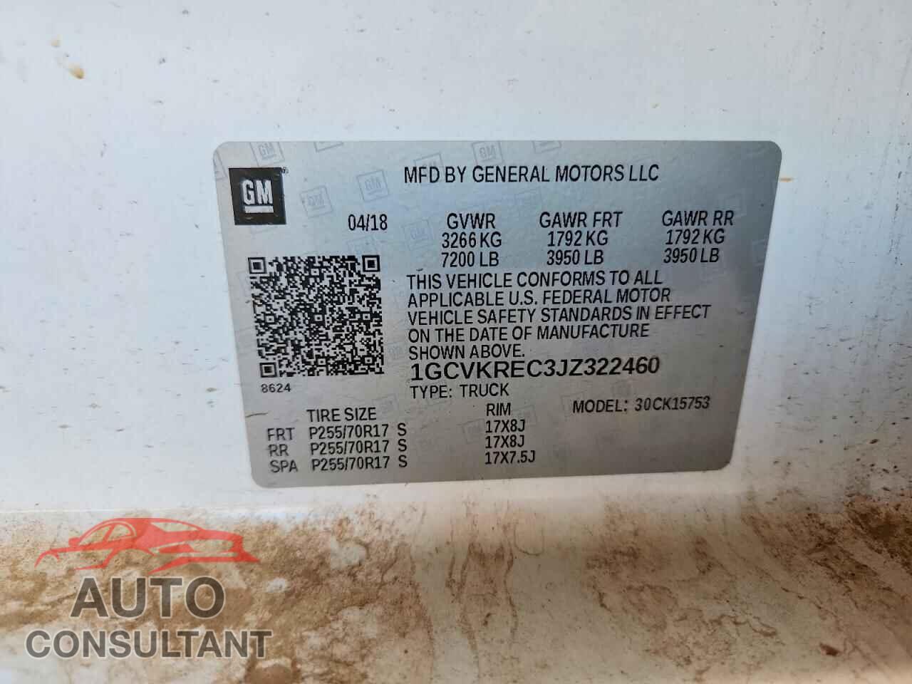 CHEVROLET SILVERADO 2018 - 1GCVKREC3JZ322460