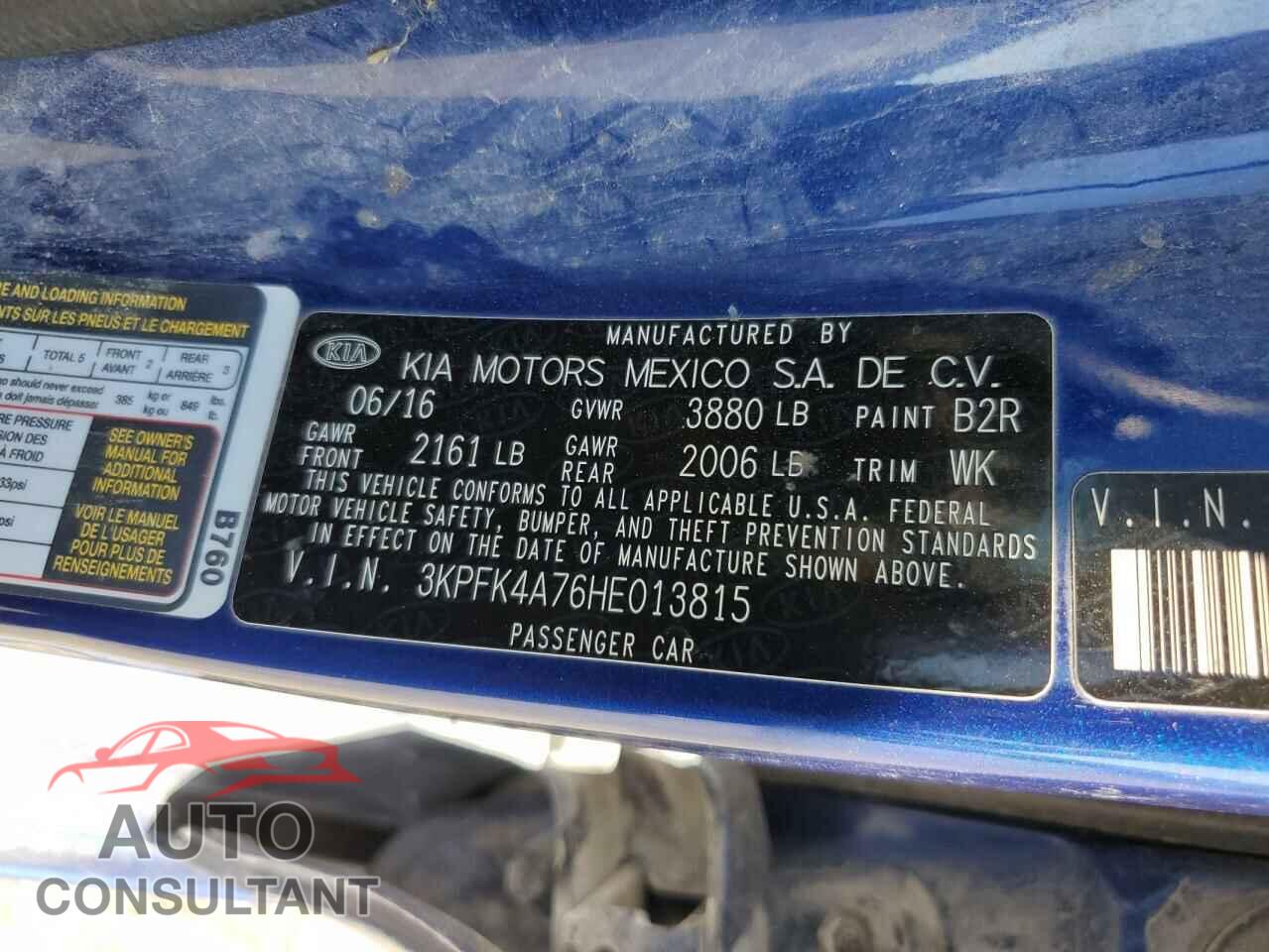 KIA FORTE 2017 - 3KPFK4A76HE013815