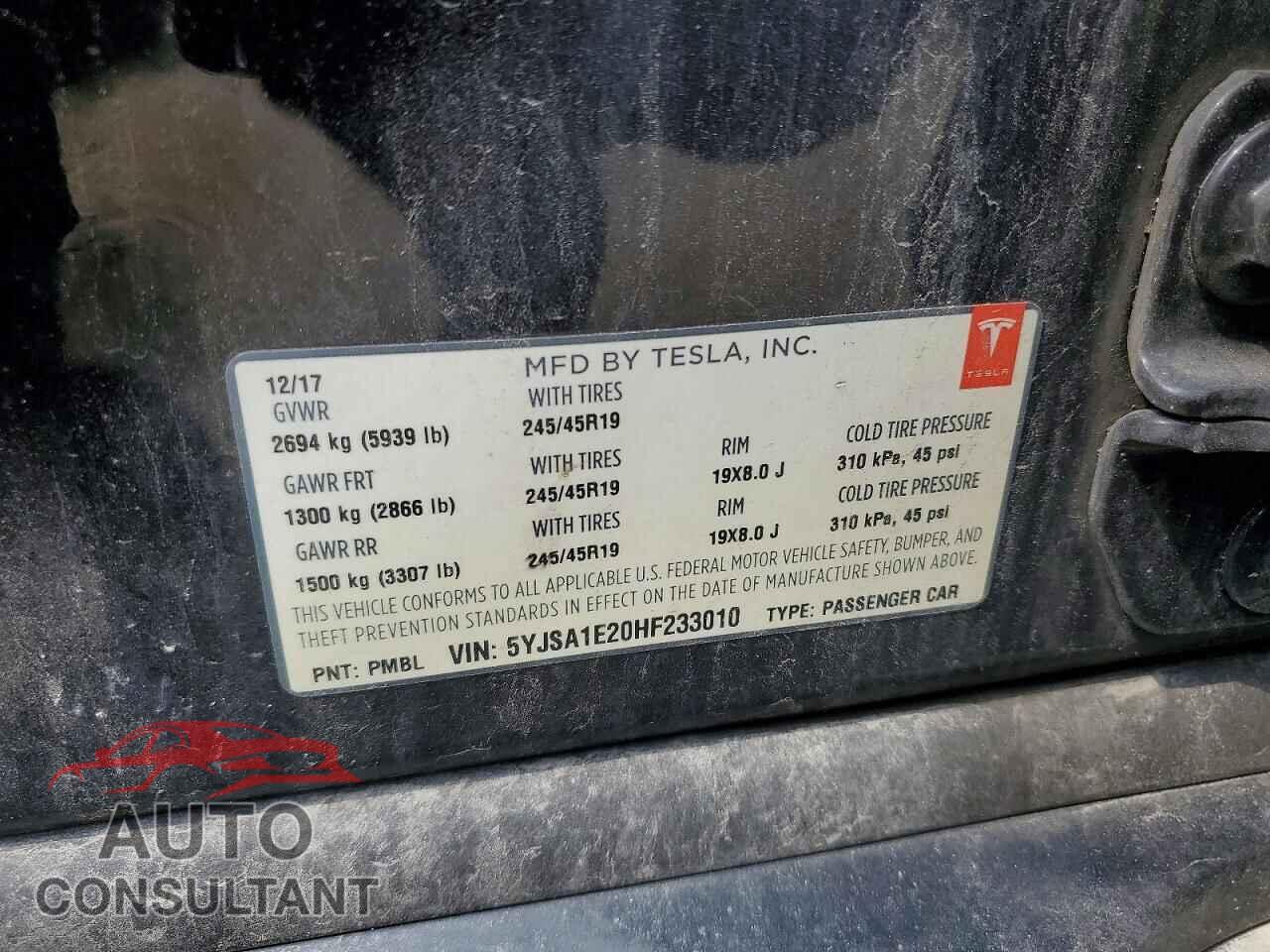 TESLA MODEL S 2017 - 5YJSA1E20HF233010