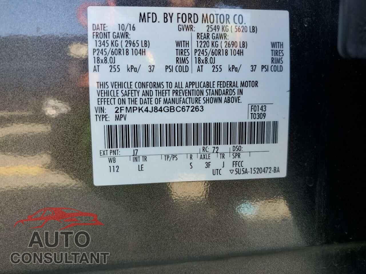 FORD EDGE 2016 - 2FMPK4J84GBC67263