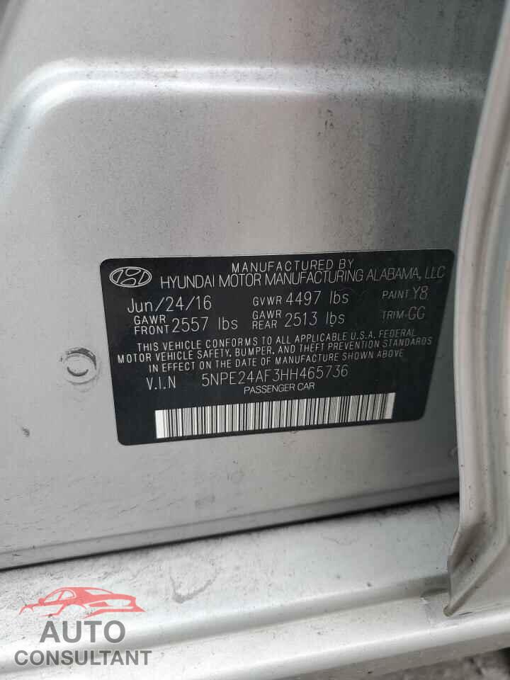 HYUNDAI SONATA 2017 - 5NPE24AF3HH465736