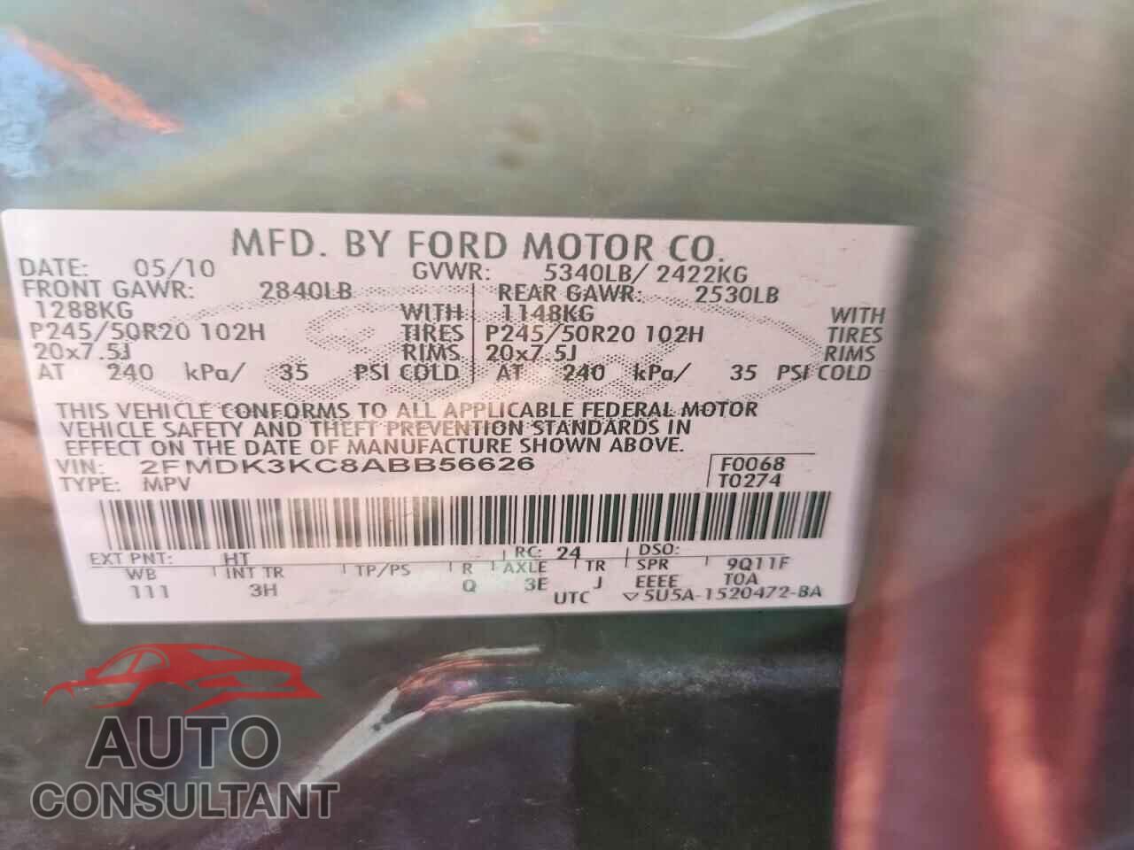 FORD EDGE 2010 - 2FMDK3KC8ABB56626