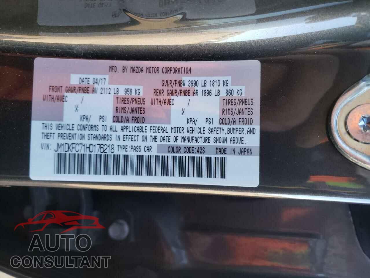 MAZDA CX-3 2017 - JM1DKFC71H0176218