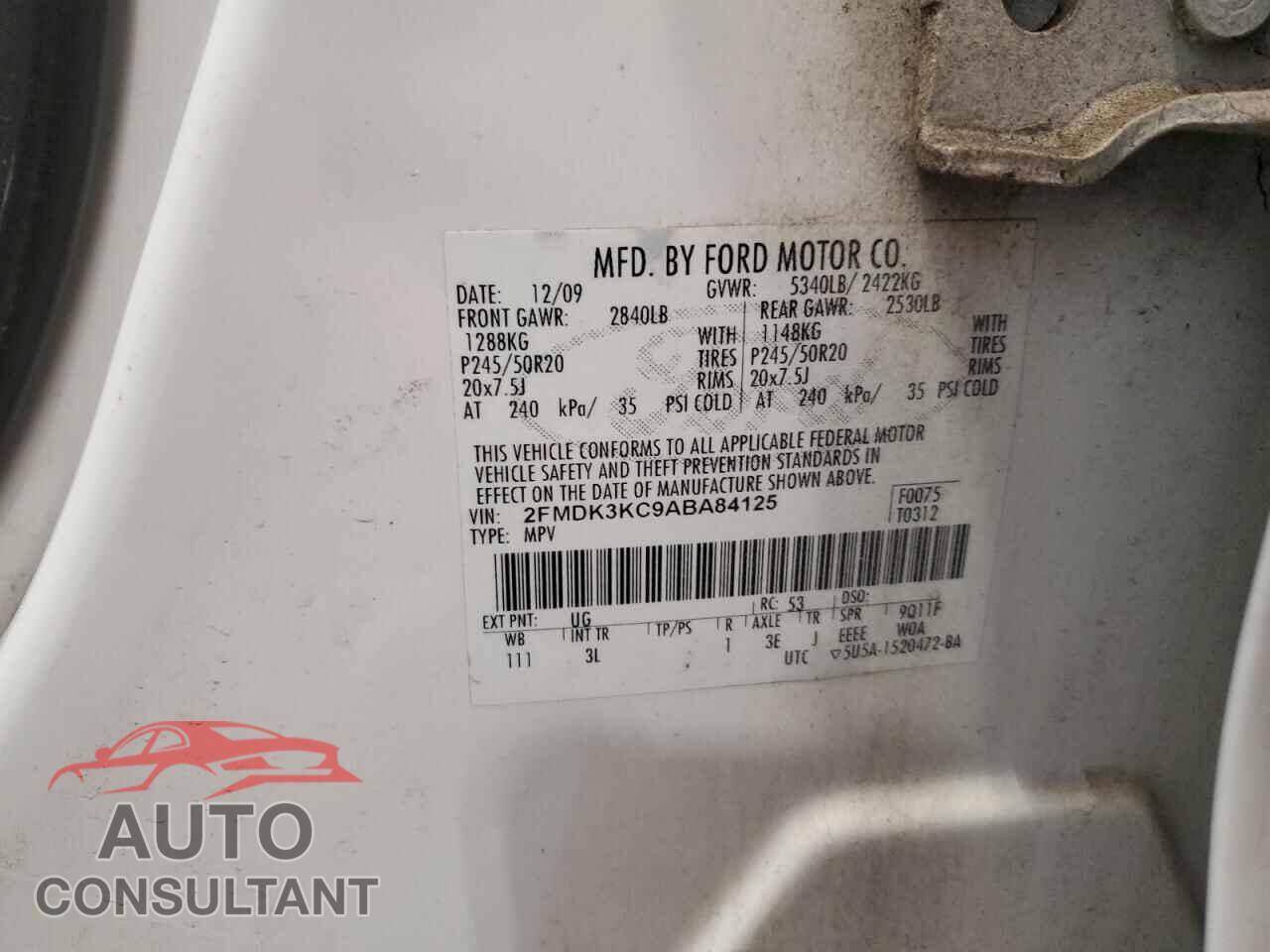 FORD EDGE 2010 - 2FMDK3KC9ABA84125
