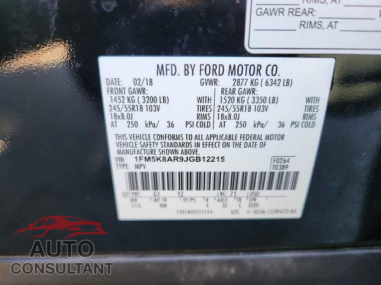 FORD EXPLORER 2018 - 1FM5K8AR9JGB12215