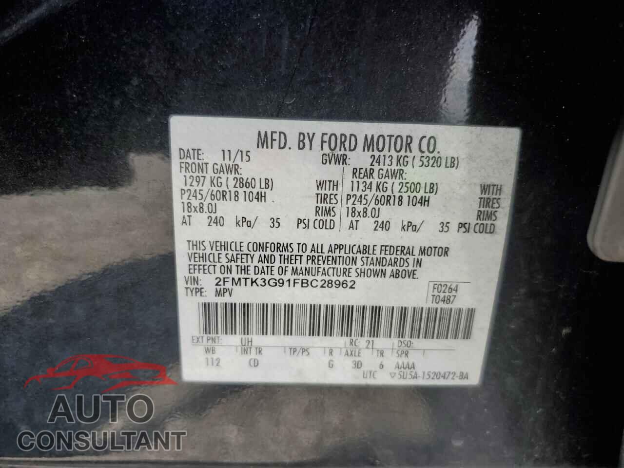 FORD EDGE 2015 - 2FMTK3G91FBC28962