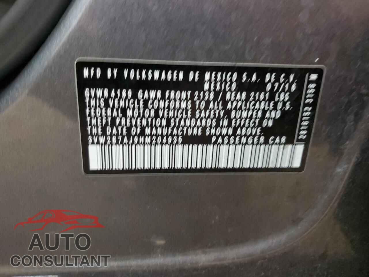 VOLKSWAGEN JETTA 2017 - 3VW2B7AJ9HM204935