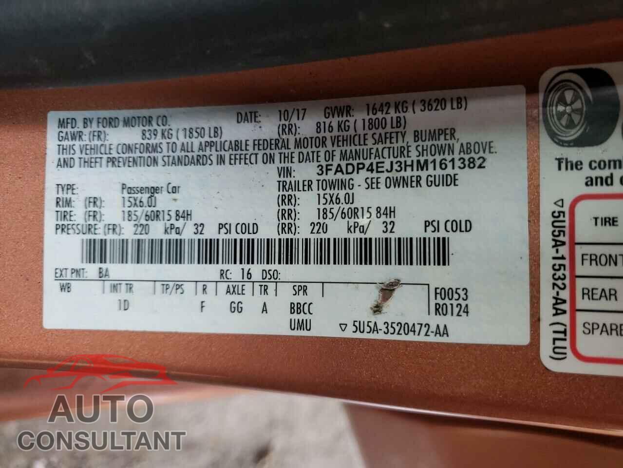 FORD FIESTA 2017 - 3FADP4EJ3HM161382