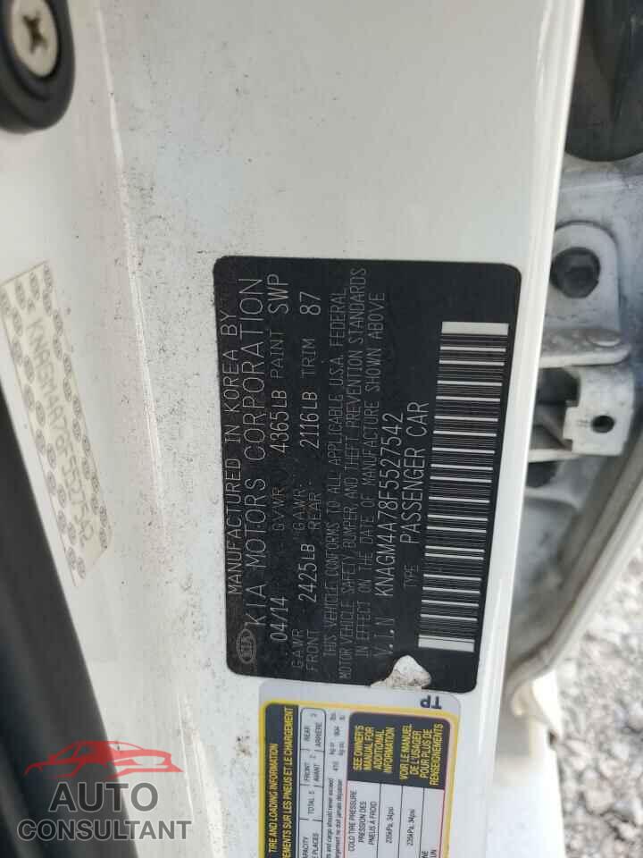 KIA OPTIMA 2015 - KNAGM4A78F5527542