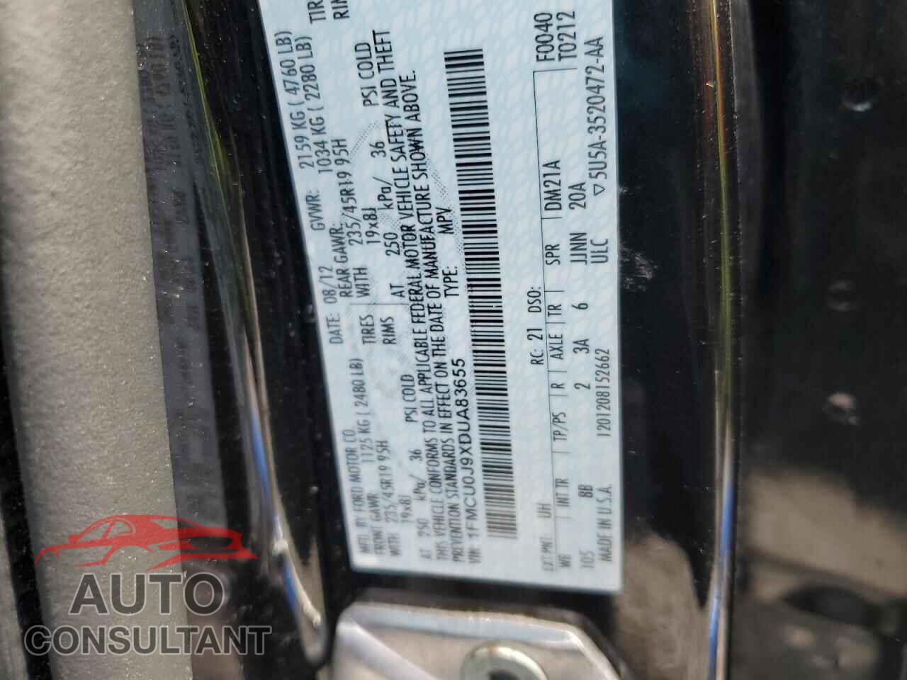 FORD ESCAPE 2013 - 1FMCU0J9XDUA83655