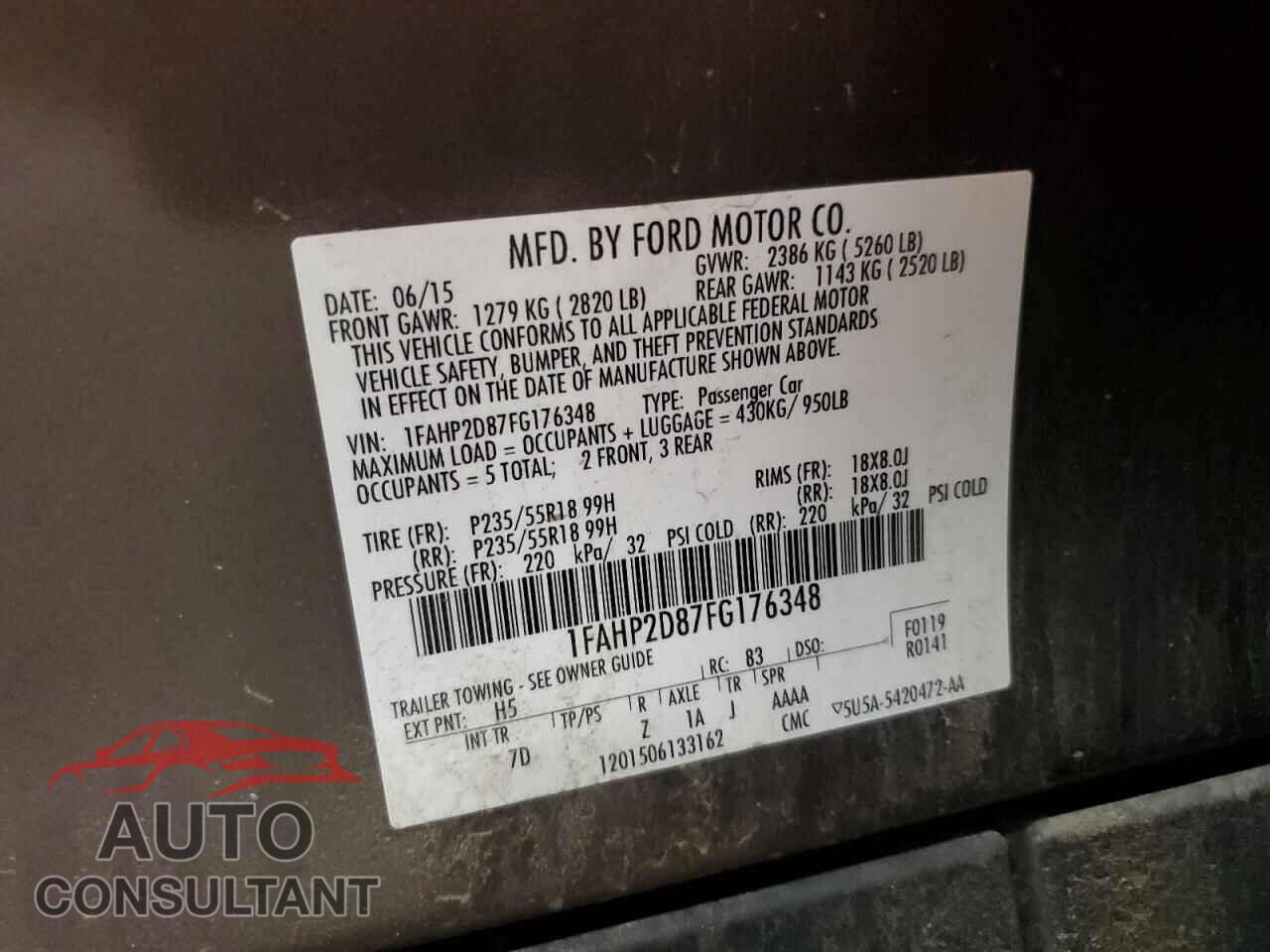 FORD TAURUS 2015 - 1FAHP2D87FG176348