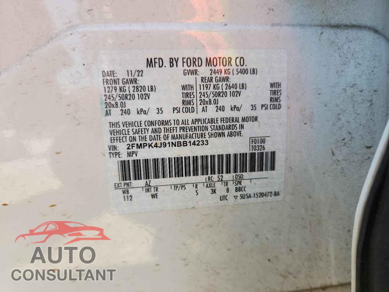 FORD EDGE 2022 - 2FMPK4J91NBB14233