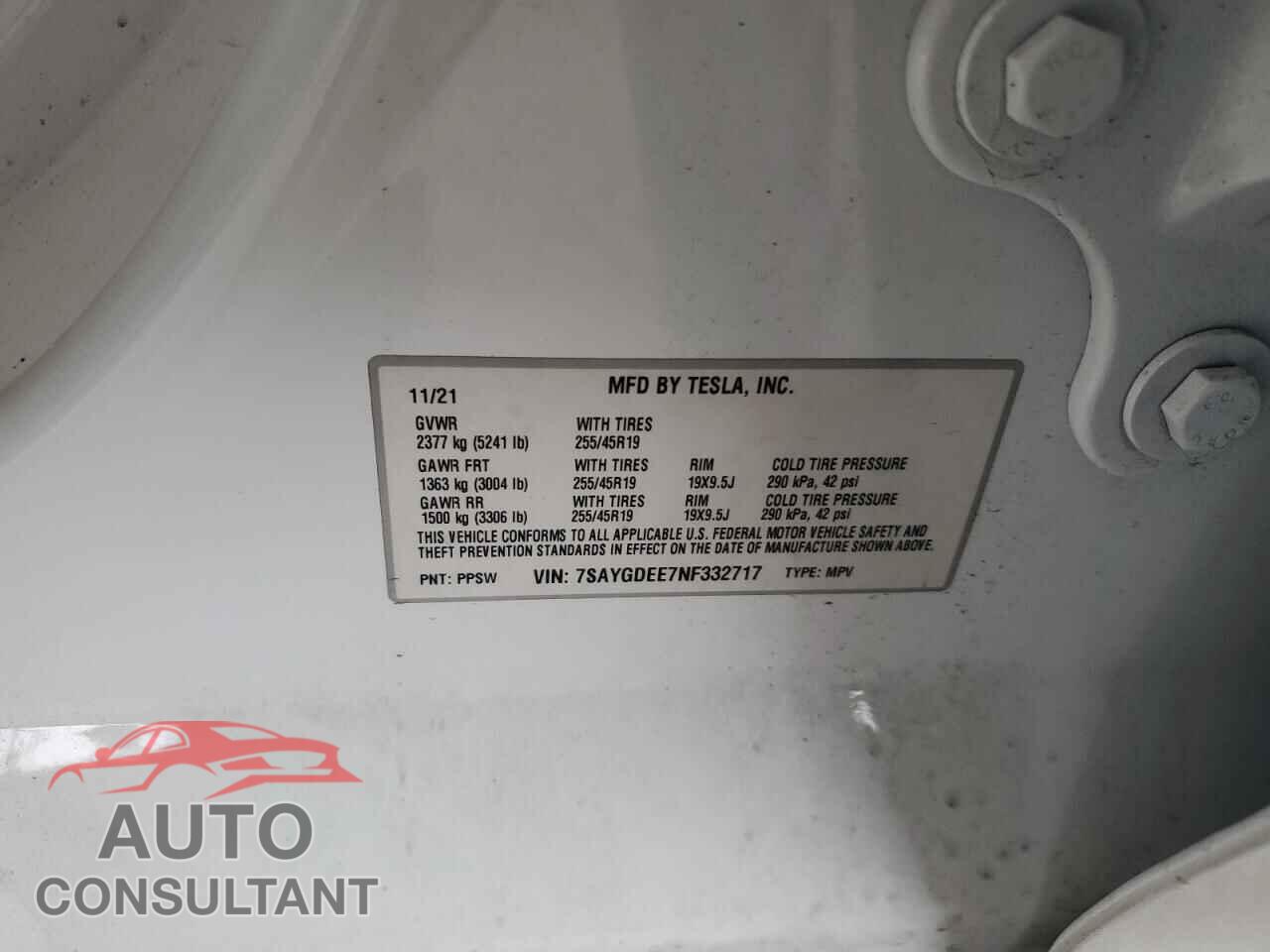 TESLA MODEL Y 2022 - 7SAYGDEE7NF332717